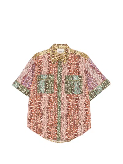 Alemais Varna Snake-print Shirt In Brown