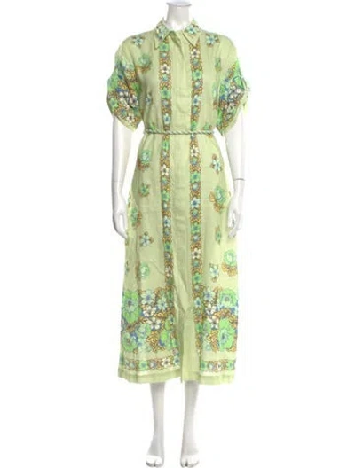 Pre-owned Alemais Velma Shirtdress Long Dress In Green