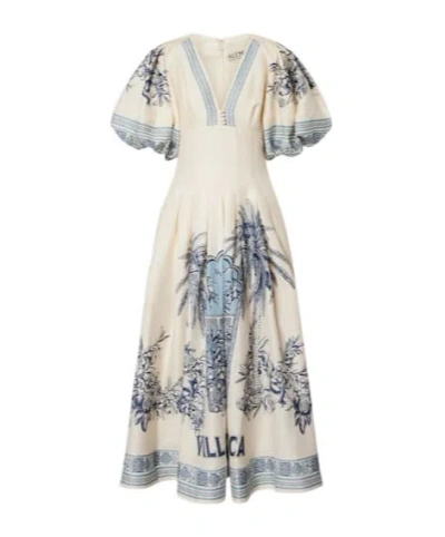 Alemais Villa Romantica Linen-blend Midi Dress In Neutral
