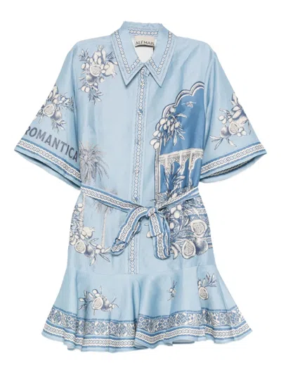 Alemais Villa Romantica Mini Dress In Blue