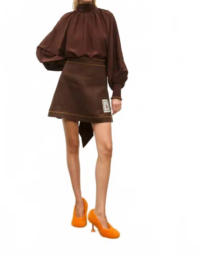 Alemais Vito Balloon Sleeve Blouse In Chocolate In Brown