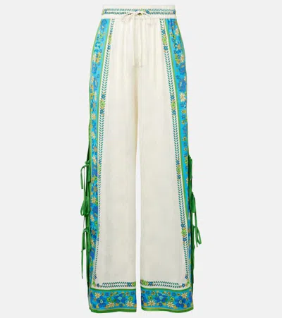 Alemais Vivianna Printed High-rise Wide-leg Pants In White