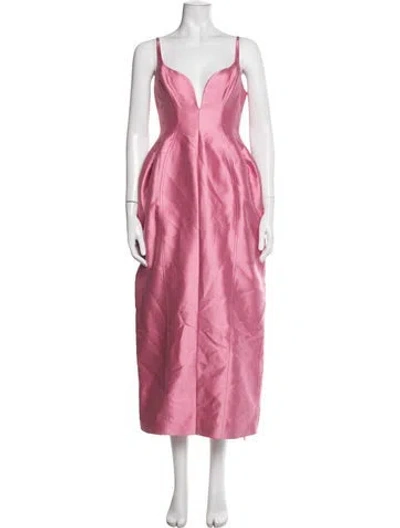 Pre-owned Alemais V-neck Midi Length Dress In Pink
