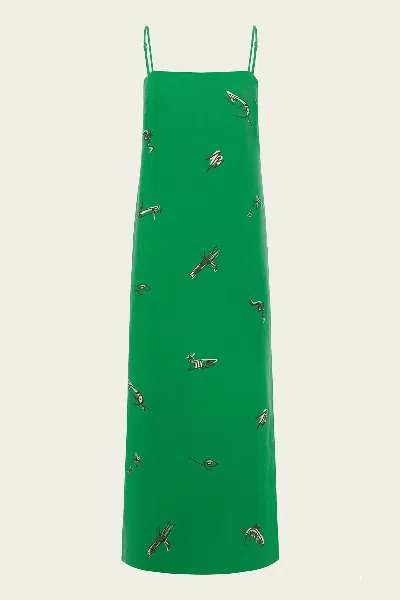 Alemais Wanda Embroidered Midi Dress In Green