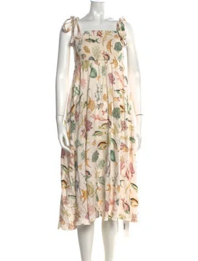 Pre-owned Alemais Wanda Midi Dress Midi Length Dress In Neutrals