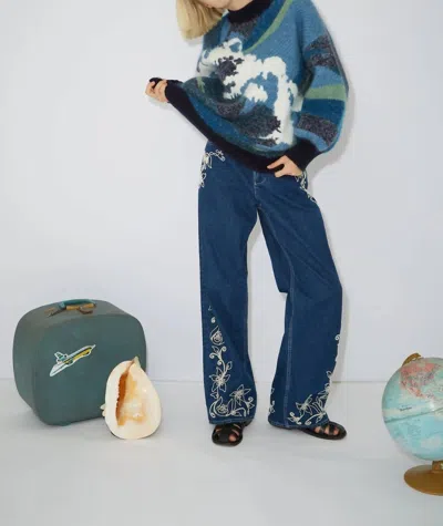 Alemais Wave Knit Sweater In Blue