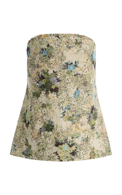 Alemais Whitney Strapless Floral-jacquard Bustier Top In Neutral