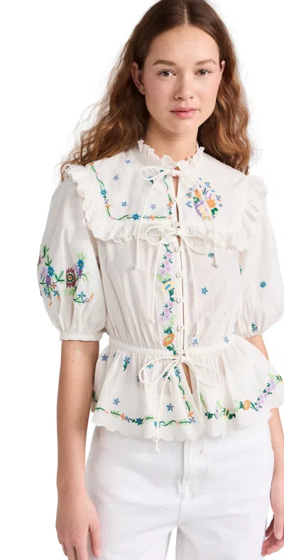 Alemais Willa Embroidered Blouse Ivory In White