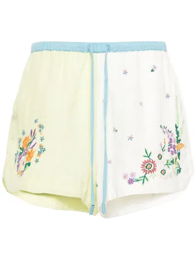 Alemais Willa Embroidered Linen Shorts In Multicolour