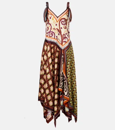 Alemais Alémais Wilson Asymmetric Silk Twill Midi Dress In Multi