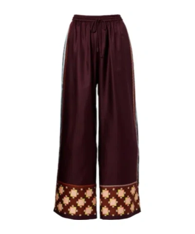Alemais Wilson Silk Twill Wide-leg Pants In Brown