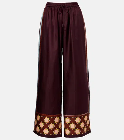 Alemais Alémais Wilson Silk Twill Wide-leg Pants In Burgundy