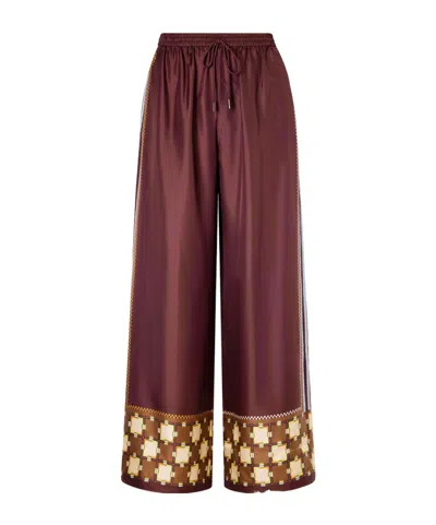 Alemais Wilson Silk-twill Wide-leg Pants In Brown