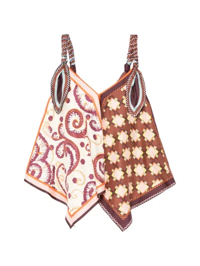 Alemais Wilson Printed Silk-twill Top In Multi