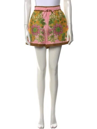Pre-owned Alemais Winnie Floral Drawstring Short Mini Shorts In Pink