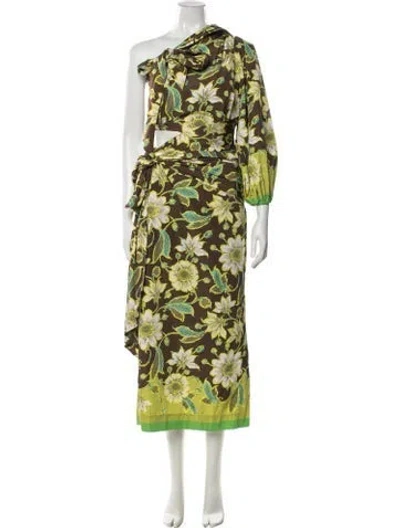 Pre-owned Alemais Winnie One Shoulder Midi Dress Long Dress In Brown