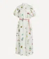 Alemais Womens Play Graphic-embroidered Linen Midi Dress Cream