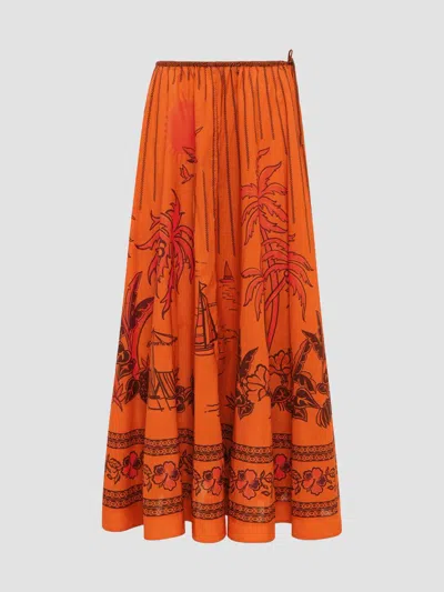 Alemais Boathouse Graphic-print Maxi Skirt In Orange