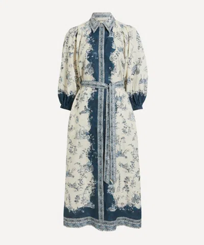 Alemais Casa Long-sleeve Linen Midi Shirt Dress In Neutral