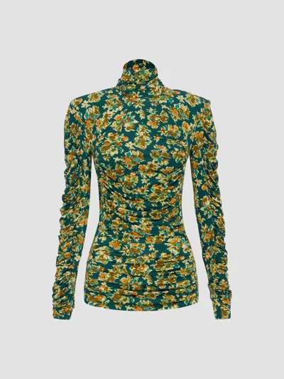 Alemais Women's Clem Ruched Floral Top In Green