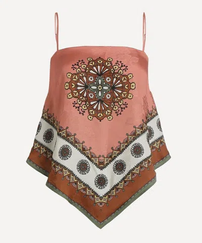 Alemais Contina Printed Satin-jacquard Top In Brown