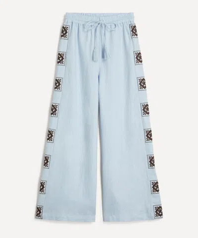 Alemais Women's Grace Relaxed Linen Wide-leg Trousers In Blue