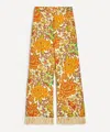 Alemais Lana Fringed Floral-print Linen Flared Pants In Multi