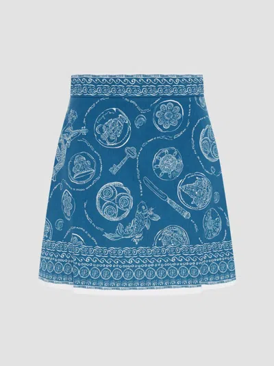 Alemais Women's Lucky Printed Linen Mini Skirt In Blue