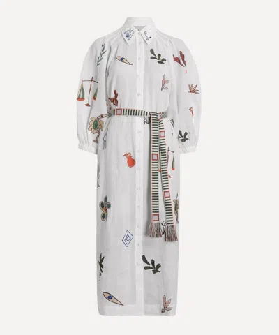 anthropologie embroidered back cutout midi dress Martine Shirtdress US12 (AU16) / Blue main image 1