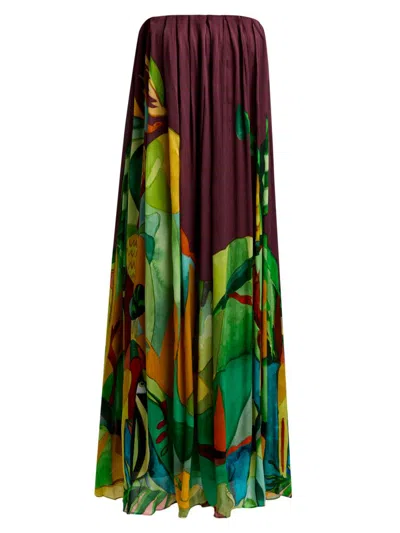 ALEMAIS WOMEN'S MOKSHINI SILK STRAPLESS MIDI-DRESS