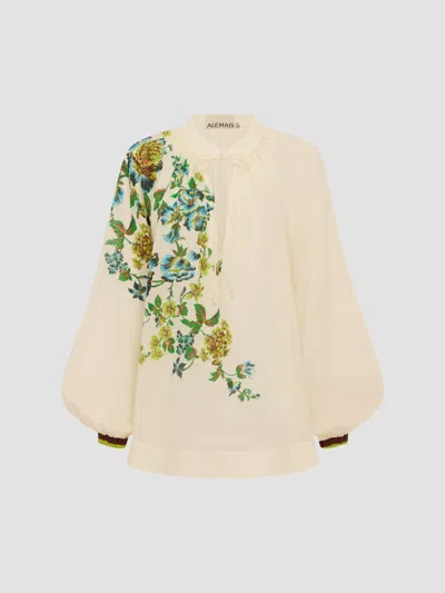 Alemais Women's Phyllis Floral Blouson Top In Neutral