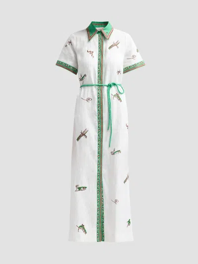 Alemais Women's Wanda Embroidered Linen Midi Shirtdress In Ivory