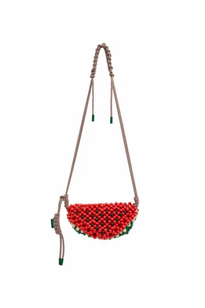 Alemais Women's Wood Bead Watermelon Mini Bag In Red Multi