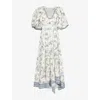 Alemais Womens Casa Balloon-sleeve Linen Midi Dress Cream In Cream
