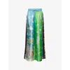 Alemais Womens Multi Daria Graphic-pattern Silk Trousers In Green