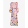 Alemais La Charrasca Printed Linen Midi Dress In Multi
