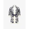 Alemais Womens Navy Mickey Belted Linen Mini Dress In White