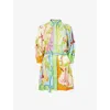Alemais Rafaela Long-sleeve Linen Mini Dress In Multi