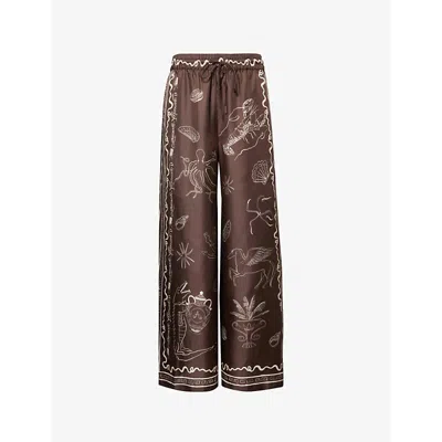 Alemais Womens Sammy Wide-leg Silk Trousers Chocolate In Brown