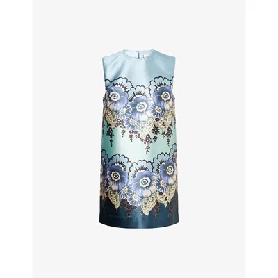 Alemais Womens Blue Madelena Floral Woven Mini Dress
