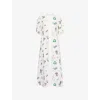 Alemais Womens Play Graphic-embroidered Linen Midi Dress Cream In White