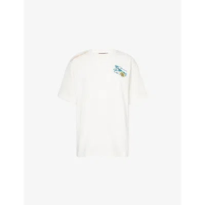 Alemais Womens Tide Embroidered Cotton-jersey T-shirt Cream