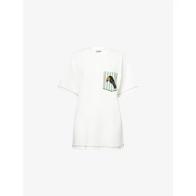 Alemais Womens  Toucan-tango Pocket Cotton T-shirt In White