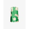 Alemais Sage Printed Recycled Satin-twill Top