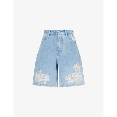 Alemais Womens Charlene Denim Short Light Wash