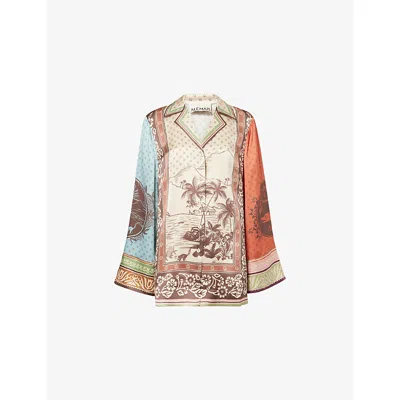 Alemais Womens  Alberta Printed Silk Shirt In Multi