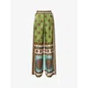 Alemais Contina Multicolor Pants With Elastic Waist And Drawstring And All-over Print In Viscose For Women In Multi