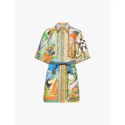 ALEMAIS WOMENS MULTI LUCKY PACE MINI DRESS