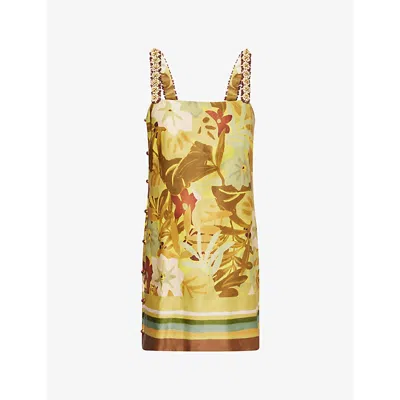 Alemais Womens  Maxi Beaded-strap Printed Woven Mini Dress In Multi