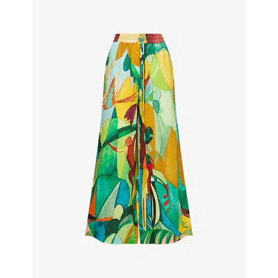 Alemais Womens  Mokshini Printed Wide-leg Linen Trousers In Multi